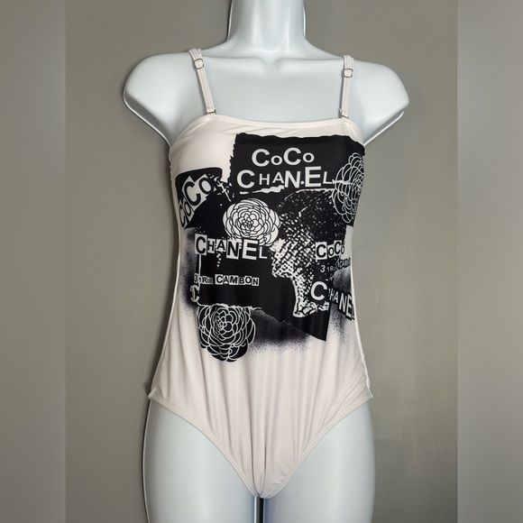CHANEL Monochrome Graphic One Piece Swimsuit (887) - Picture 1 of 17
